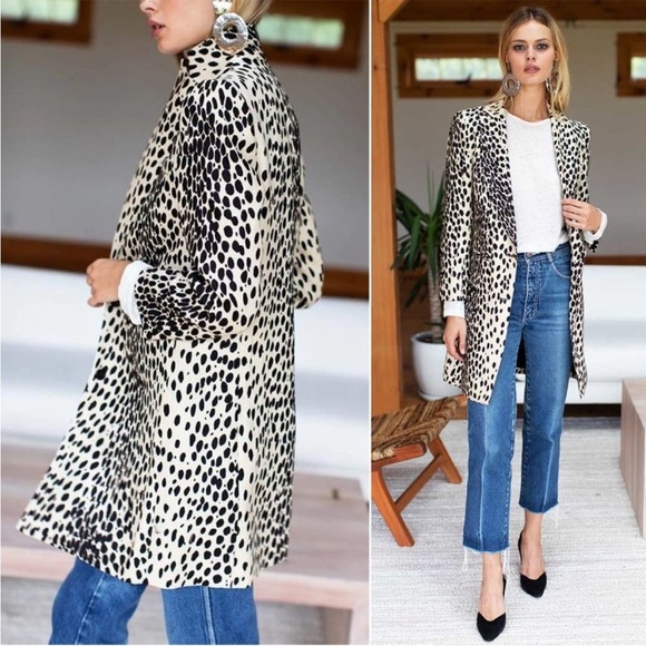 Emerson Fry Wingtip Spotted Snow Leopard Linen Trench Coat NWT Size 00 - Picture 3 of 16